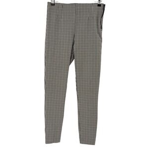Zara Womens Black White Gingham Check High Waisted Skinny Side Zip Pants Large